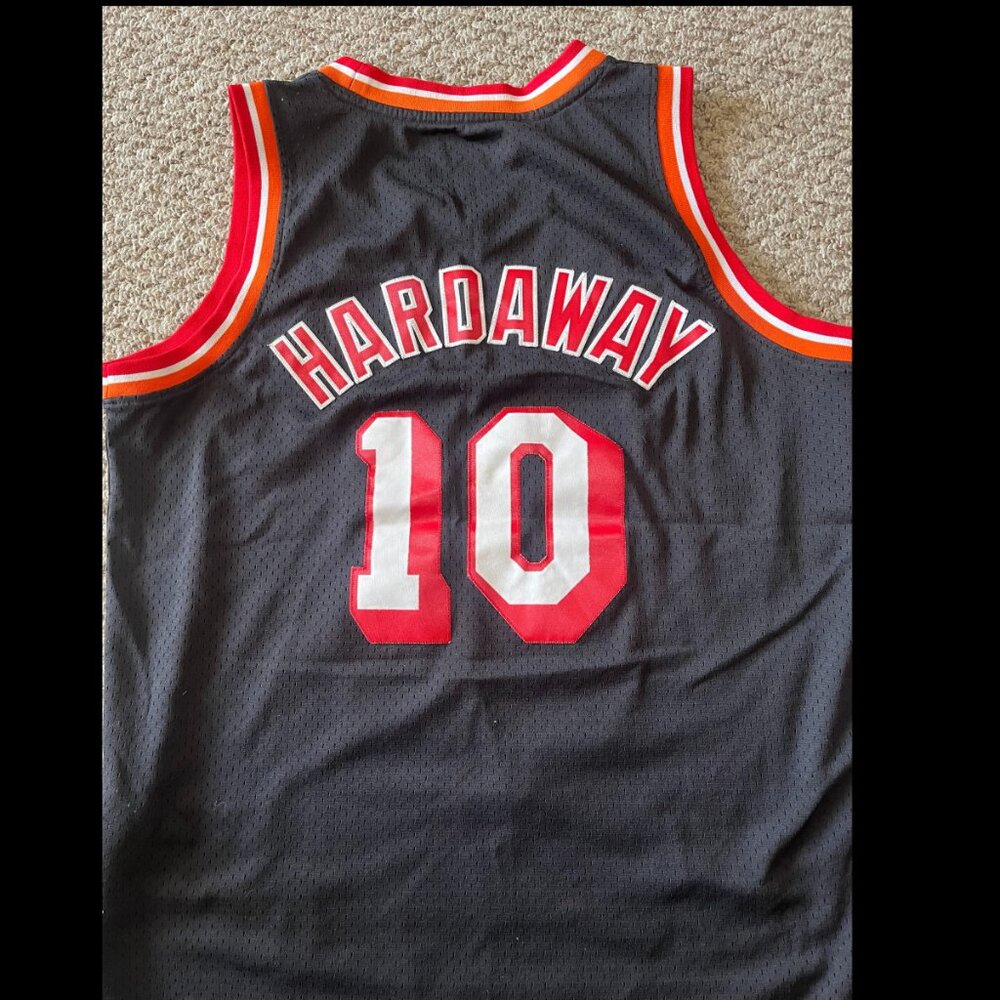 Tim Hardaway Miami Heat adidas Swingman Hardwood Classic Black Red Jersey M - Picture 2 of 4